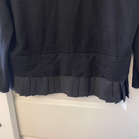 Tommy Hilfiger Women’s Black Pleated Hem Open Front Cardigan Sweater Size L - Picture 6 of 9